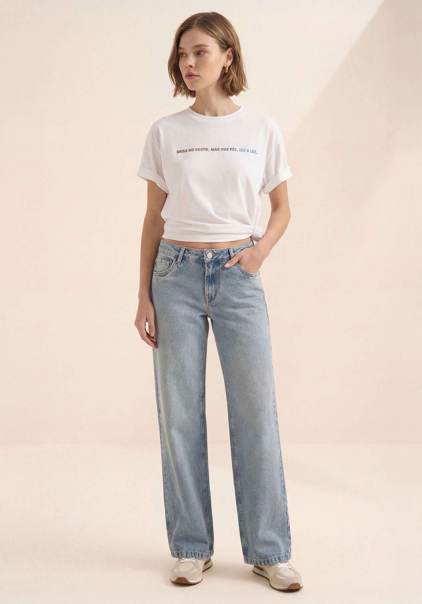 T-shirt De Algodão Com Bordado